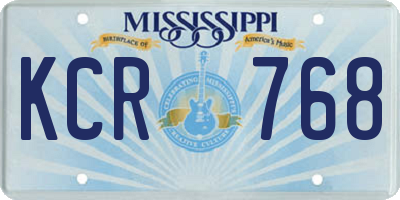 MS license plate KCR768
