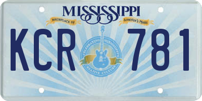 MS license plate KCR781