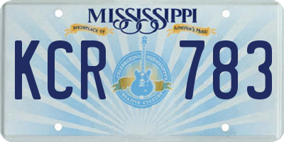 MS license plate KCR783
