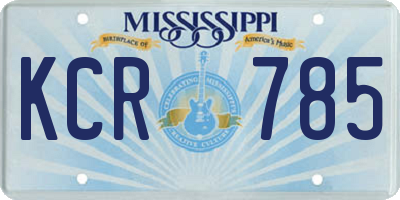 MS license plate KCR785