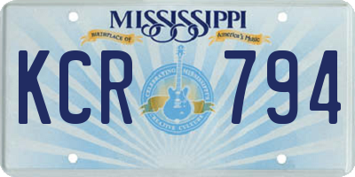 MS license plate KCR794