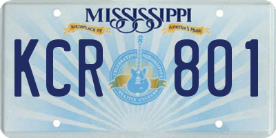 MS license plate KCR801