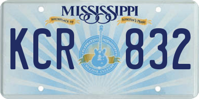MS license plate KCR832