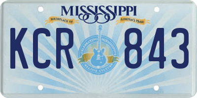 MS license plate KCR843