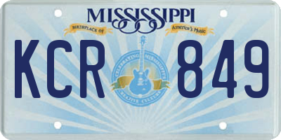 MS license plate KCR849