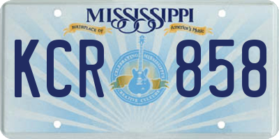 MS license plate KCR858