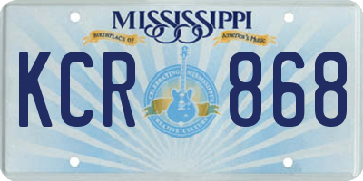 MS license plate KCR868