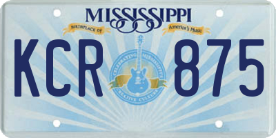 MS license plate KCR875