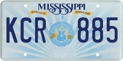 MS license plate KCR885