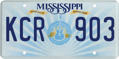 MS license plate KCR903