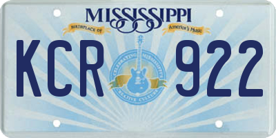 MS license plate KCR922