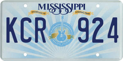MS license plate KCR924