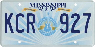 MS license plate KCR927