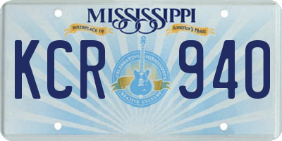MS license plate KCR940