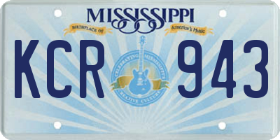 MS license plate KCR943