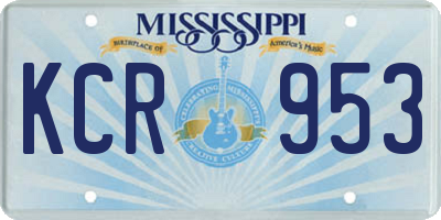 MS license plate KCR953