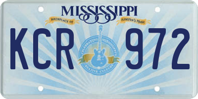 MS license plate KCR972