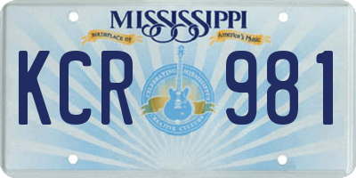 MS license plate KCR981