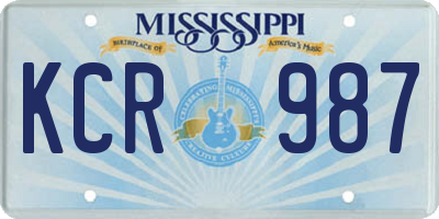 MS license plate KCR987