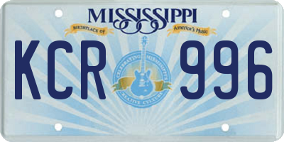 MS license plate KCR996