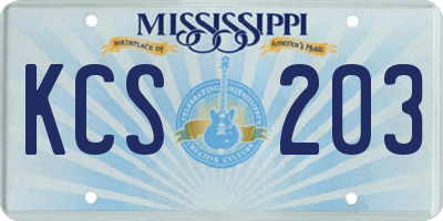 MS license plate KCS203