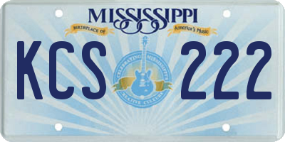 MS license plate KCS222