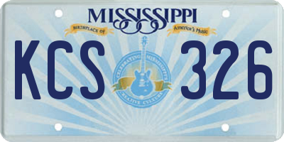 MS license plate KCS326
