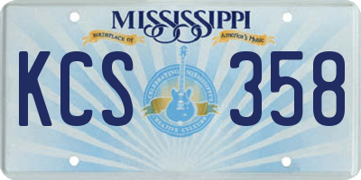 MS license plate KCS358