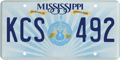 MS license plate KCS492
