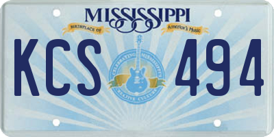 MS license plate KCS494