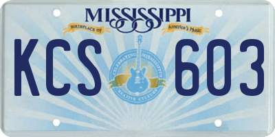 MS license plate KCS603