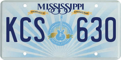 MS license plate KCS630