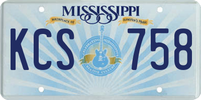 MS license plate KCS758