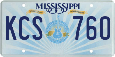 MS license plate KCS760