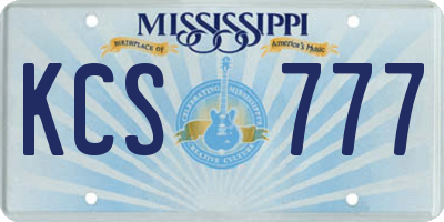 MS license plate KCS777
