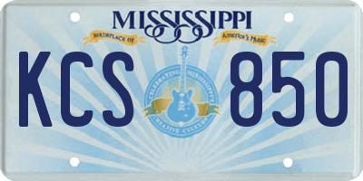 MS license plate KCS850