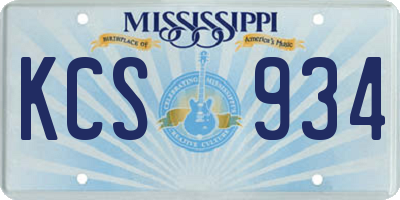 MS license plate KCS934
