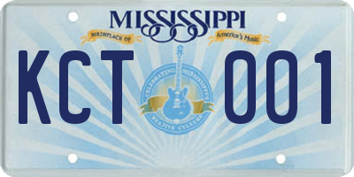MS license plate KCT001