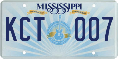 MS license plate KCT007