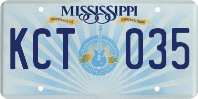 MS license plate KCT035