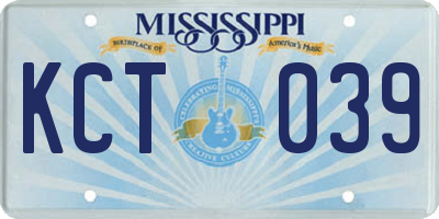 MS license plate KCT039