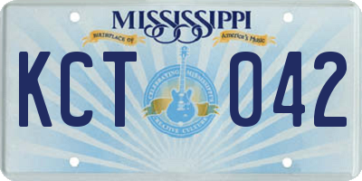 MS license plate KCT042
