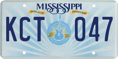 MS license plate KCT047