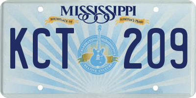 MS license plate KCT209
