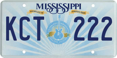 MS license plate KCT222
