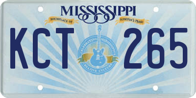 MS license plate KCT265