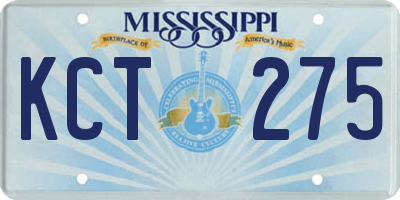 MS license plate KCT275