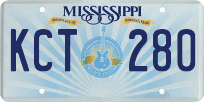 MS license plate KCT280