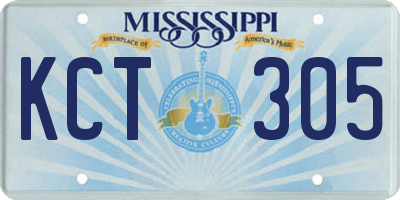 MS license plate KCT305