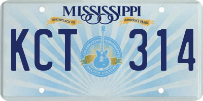 MS license plate KCT314